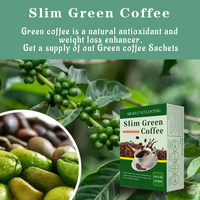 Boîte et sachet de café vert minceur instantané au goût neutre et fruité, emballé