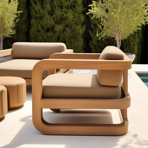 Juego de Sofás de Patio de Madera de Teca Sólida, Color Personalizado, Muebles de Hotel, Sofá de Jardín con Cojines, Venta al Por Mayor de Fábrica - Product Image 6