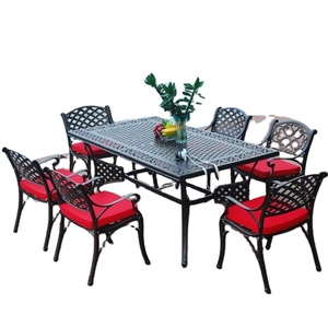 <span class=keywords><strong>Mesa</strong></span> de Jardín de Hierro Forjado y Juego de Comedor de Aluminio Fundido, Muebles Metálicos Aptos para Hoteles - Product Image 3