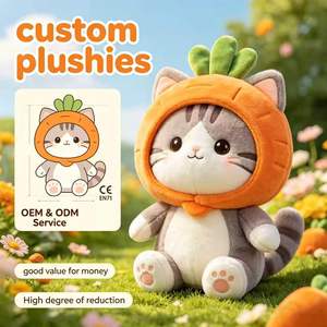 Peluche chat carotte personnalisée en gros, <span class=keywords><strong>jouet</strong></span> en peluche haute fidélité, service OEM ODM avec certification CE EN71 - Product Image 1