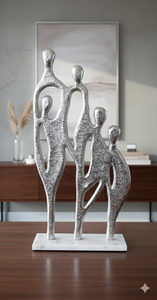 Escultura de aluminio y piedra, estatua, figura, obra de arte, figuras de familiares, figuras de grupo, arte abstracto moderno, diseño decorativo contemporáneo - Product Image 2