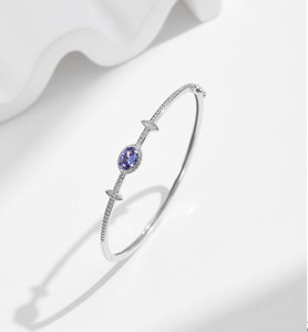 S925 Silver Sapphire <b>Bracelet</b> Oval Cut Bezel Setting Star Pattern Classic Style Women's Everyday Wear Jewelry - Product Image 5