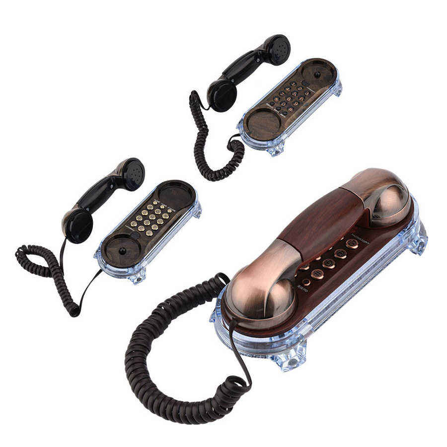 ミニアンティークレトロ壁掛け電話コード付き電話固定電話ファッション