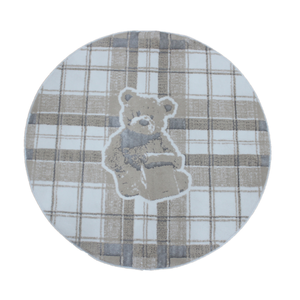 Alfombra de Baño y Ducha Melly Bear, Color Crudo/Beige/Plateado, de Algodón Reciclado con Patrón Abstracto Jacquard, OEM, 120x120cm, Hecho en Turquía - Product Image 2