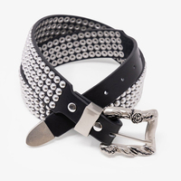 Robuster Vollbesetzter Pilzkopf-Nieten-Gürtel Streetwear Unisex Harajuku Western PU-Leder Cowboy-Kleidungsgürtel