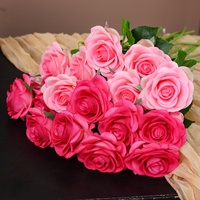 Hochwertiger Feuchtigkeitsspendender Diamant-Rosen-Seidenblumenstrauß Einzelner Zweig Europäischer Stil Ostern Valentinstag Hochzeit