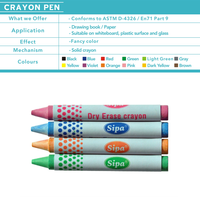 Sipa CN003 Crayons classiques multicolores effaçables à l'eau ou à sec Emballage en vrac facilement effaçable et durable
