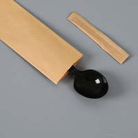 Sac en papier kraft personnalisé pour kit de couverts jetables, serviettes, ustensiles à emporter, emballage de couverts