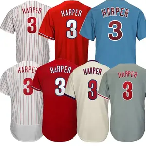 Herren 3 Bryce Harper 7 Trea Turner 12 Kyle Schwarber 17 Rhys Hoskins America Sports Genähtes Baseball trikot von höchster Qualität