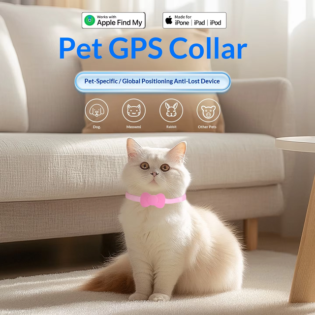 Electronic Cat and Dog Locator Necklace Air Tag Global Positioning System Bluetooth Intelligent Tracking Location Pet Collar