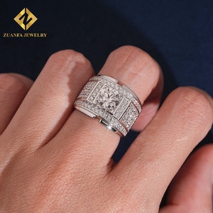 แหวนเพชรเม็ดใหญ่ทรงกว้างสำหรับผู้ชาย ZUANFA JEWELRY ประดับเพชรแล็บโกรว์ S925 เครื่องประดับฮิปฮอปสำหรับผู้ชาย - Product Image 6