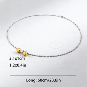 Stainless Steel <b>Dumbbell</b> Pendant Necklace 18K Gold Plated For Men And Women Casual Fitness Jewelry - Product Image 2