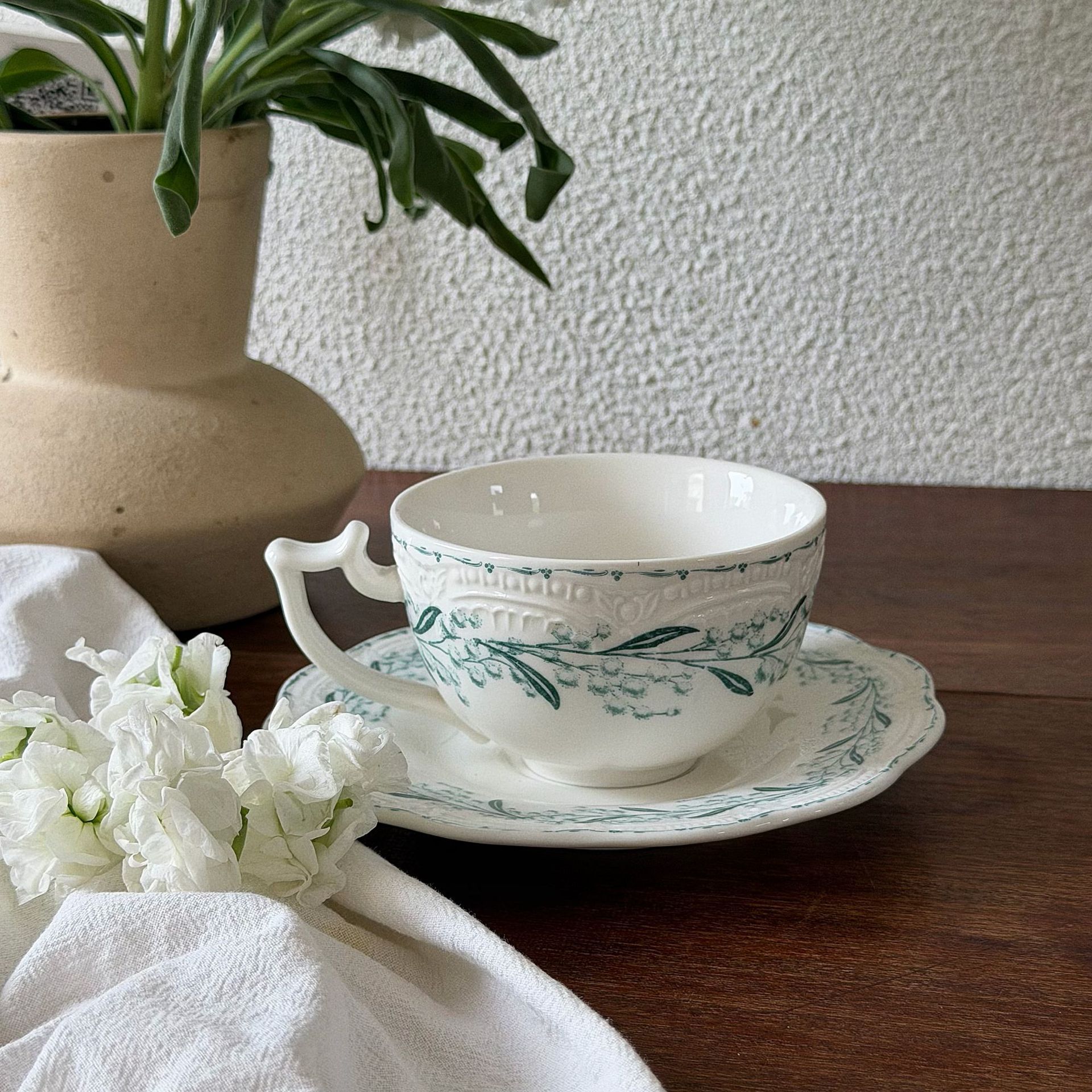 Tasse verte-280ml-assiette 13*6.5cm-16*2cm