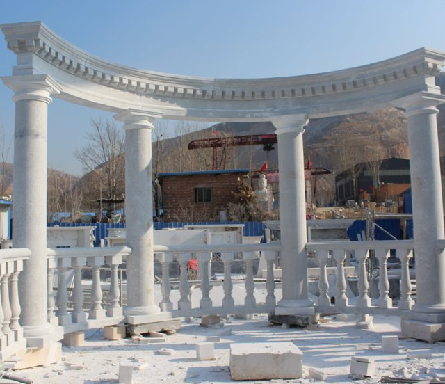 Factory Handmade Custom Large White Marble Outdoor Decorative Stone Pillar Products for Sale