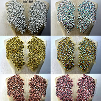 Applique en dentelle à strass en verre tridimensionnelle, brodée à la main, 18 couleurs, pour robe de mariée, haute couture, bricolage, vêtements, diamant