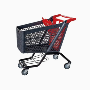 Chariot en plastique de stockage minimal de structure de maille de logo rétractable de chariot à panier de supermarché de 180 <span class=keywords><strong>litres</strong></span> - Product Image 4