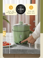 Mini-cuiseur électrique multifonction 220V 1,8L avec cuiseur vapeur, pot à nouilles antiadhésif pour dortoir, bureau et voyage, logo personnalisé