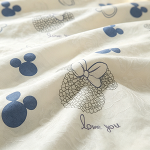 Ensemble de literie imprimé Mickey <span class=keywords><strong>Minnie</strong></span> mignon, doux, 4 pièces, avec motif de dessin animé bleu pour la chambre des enfants, draps en microfibre - Product Image 2