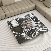 Table basse carrée en marbre Calacatta noir de luxe SHENGLIN, table en pierre sur mesure pour salon moderne, durable