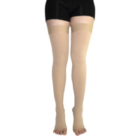 Bas de compression cuissardes à logo personnalisé pour varices et gonflements, à bout ouvert, 15-20 mmHg, soutien des jambes pour usage quotidien