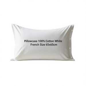 Taie d'oreiller 100% coton blanc taille française 65x65cm - Product Image 3