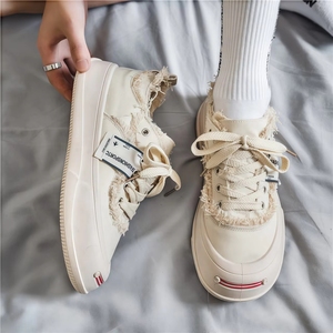 2026 Spring Trendy Men's Shoes Casual Lace-up Fashion <b>Canvas</b> New Korean Version Thick Sole for Men - Product Image 4