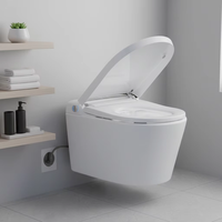 Design simple automatique affleurant mur suspendu articles sanitaires affichage LED en céramique salle de bain Intelligent WC Bidet intelligent une pièce toilette