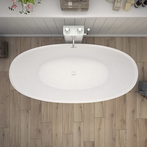 Cổ điển 20-inch sâu ngâm hình bầu dục Acrylic bồn tắm trắng dành cho người lớn freestanding bồn tắm rắn một mình bề mặt thiết kế hiện đại cho khách sạn - Product Image 6