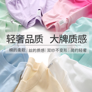 Men's Pure Cotton T-Shirt Solid Color Round Neck Short Sleeve Breathable Loose Fit For Leisure Activities - Product Image 1