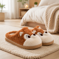 Pantoufles mules en peluche motif renard, chaussures d'intérieur, pantoufles de détente animales de dessin animé, semelle extérieure en EVA, confortables pour la maison