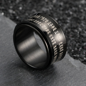 Cross-border hot-selling retro Taiyi Golden Light Mantra stainless steel ring, Tai Chi Bagua Yin Yang diagram ring jewelry whole - Product Image 3