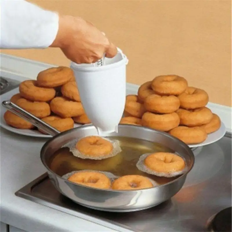 플라스틱 미니 도넛 메이커 디저트 디스펜서 딥 프라이 도넛 금형 DIY 베이킹 도구 쉬운 빠른 휴대용 아랍어 와플 금형