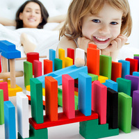 Jeu de dominos en bois créatif de 12 couleurs, blocs de construction éducatifs, jeu de société, 100/120 pièces, dominos en bois colorés