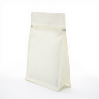 Sac à fond plat blanc mat avec fermeture éclair, pochette en plastique de qualité alimentaire, emballage pour la conservation des parfums, pochette pour grains de café, paquet de 500 g