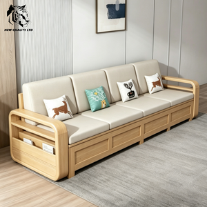 Sofá de diseño moderno, ecológico, en stock, personalizado, de bajo costo, suministro de fábrica, muebles de sala de estar, sofá de madera y tela. - Product Image 1