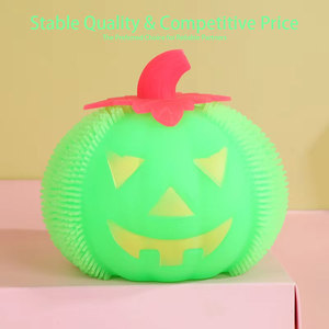 JIncan New Fancy Glitter Toy Halloween Devil Pumpkin Glow Fluffy Ball TPR Pinch Happy Decompression <b>Fidgeting</b> Toy Kids Parties - Product Image 5
