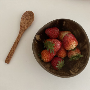 Coconut Bowl With Spoon Large Capacity Fruit Salad Bowl Natural Coconut Shell Texture For Gifting And Daily Use - Product Image 2