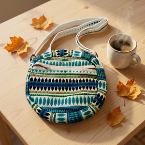 Unisex Cross Body Hemp Dari Cotton Fabric Striped Shoulder <b>Bag</b> Zipper Closure Travel Handbags Two <b>Straps</b> Wholesale India - Product Image 1