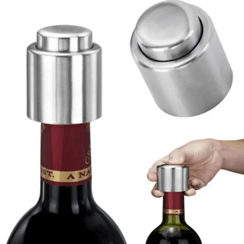 HXY personnalisé bon marché argent poli acier inoxydable fermeture bouteille de vin rouge bouchon sous vide pour garder le vin frais