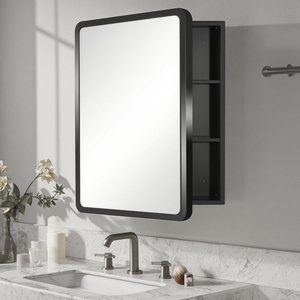 خزانة فاخرة حديثة بمرآة ليد إضاءة معدنية مضيئة للحمام أثاث منزلي لتخزين الأدوية خزانة مع مرآة - Product Image 1