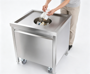 Carrito de Acero Inoxidable para Eliminación de Residuos de Restaurantes de Comida Rápida con Orificio Redondo de 220 mm, Contenedor de Residuos de Cocina Comercial para Hamburgueserías - Product Image 3