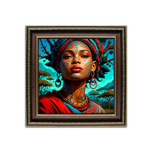 Póster de retrato de cara tatuada de mujeres étnicas africanas creativas, arte de pared, decoración del hogar, lienzo al óleo y pintura de porcelana de cristal - Product Image 6