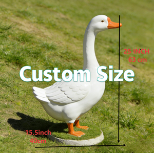 تماثيل راتنجية على شكل إوزة بيضاء بطول 25 و15 و6 بوصات، قابلة للتغيير وارتداء ملابس مختلفة، للديكور - Product Image 2