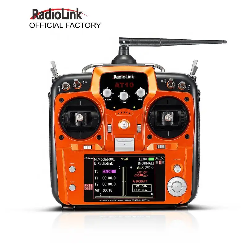 Radiolink 공식 공장 AT10II 12 채널 RC 송신기 및 수신기 R12DS 2.4GHz 라디오 비행기 전압 모니터 드론