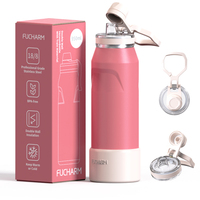 Bouteille Sportive Fucharm ODM 20oz en Acier Inoxydable à Double Paroi Isolée sous Vide avec Couvercle à Verrouillage Anti-Fuite pour Camping et Activités de Plein Air 2026