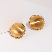 Boucles d'oreilles minimalistes mates, plaquées or 18 carats, en acier inoxydable brossé, design ovale, bijoux de luxe pour femmes