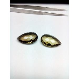 พลอยลูกแพร์เหลี่ยมเพชรพลอยธรรมชาติ briolette ควอทซ์15X25mm - Product Image 6