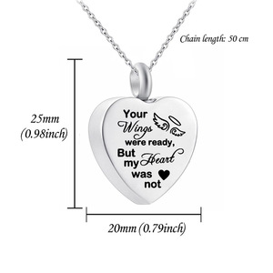 Cremazione Gioielli per Le Ceneri di Cuore Urna Collana & 12 Pietre di Cristallo Keepsake Gioielli-Le Ali erano pronto il mio cuore non è stato - Product Image 2