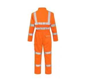 High Visibility Reflective Cotton Safety Workwear Men Working Mechanic Coveralls Overall Work Suit Work Clothes Customize Logo