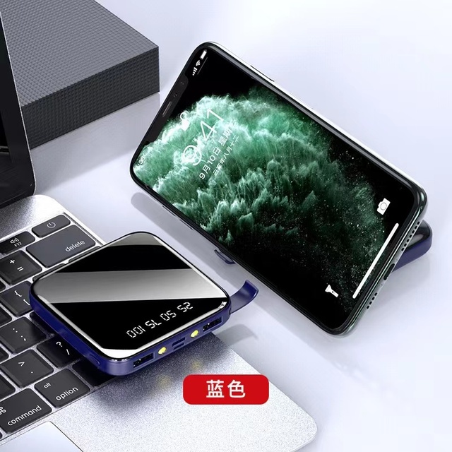 Factory Wholesale 20000mAh Mini Powerbank With Phone Holder Portable Mirror Power Bank 10000 MAh Flashlight Battery